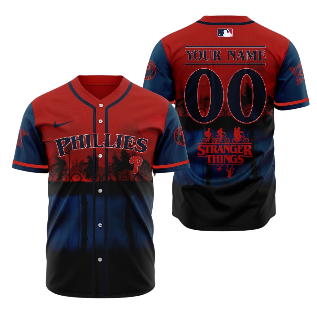 Premium MLB Philadelphia Phillies X Stranger Things Baseball Jersey - PP0125