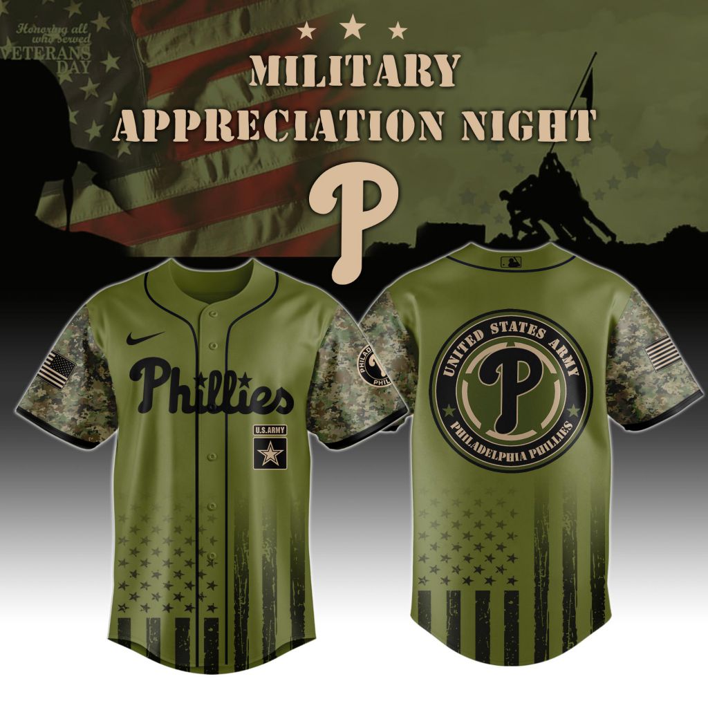 Premium MLB Philadelphia Phillies Army Military Appreciation Baseball Jersey - PP083