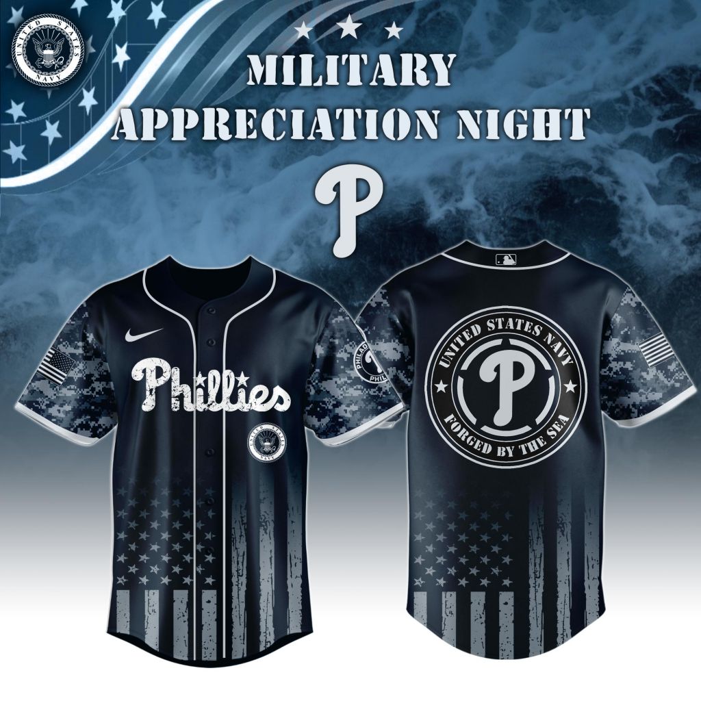 Premium MLB Philadelphia Phillies Navy Military Appreciation Baseball Jersey - PP097