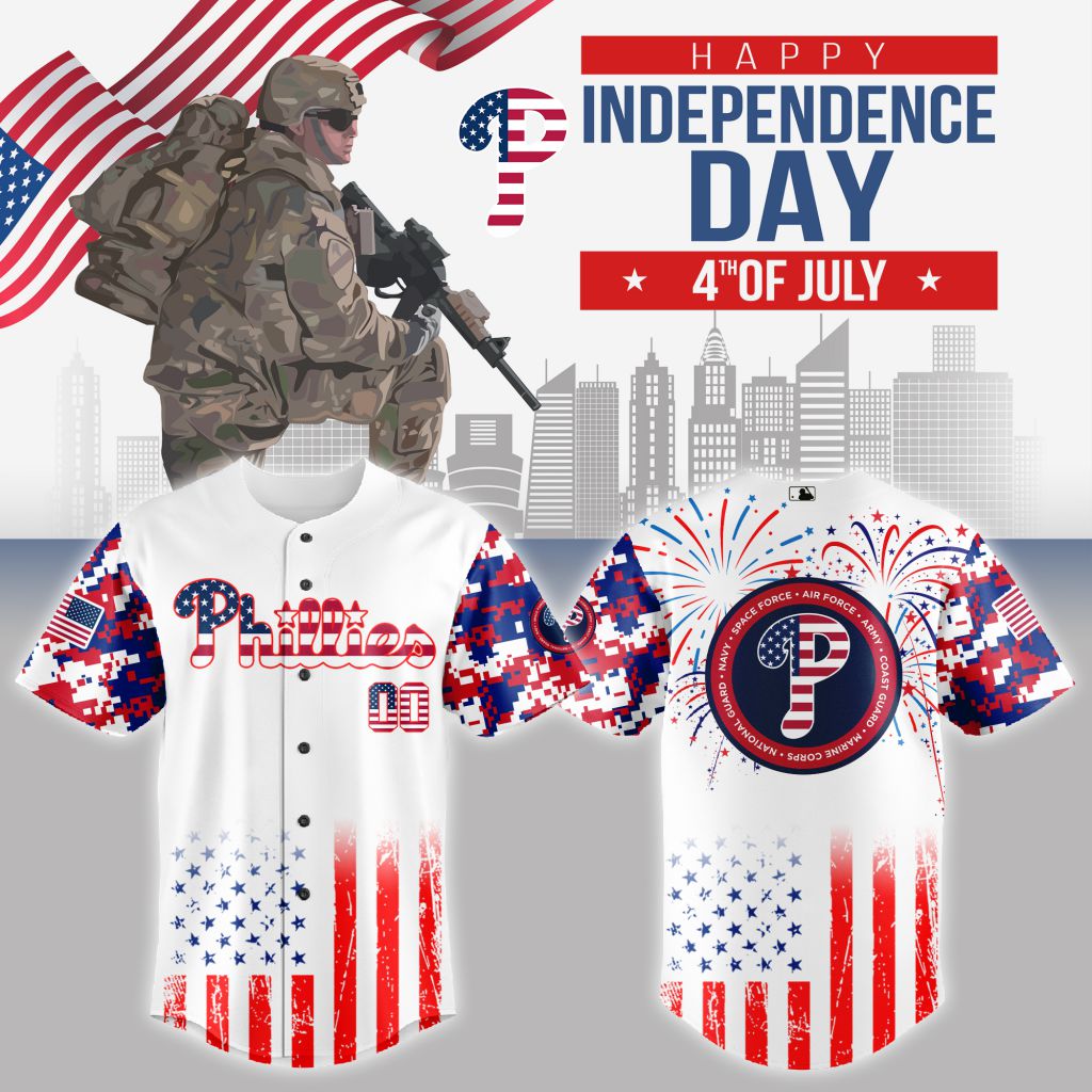 Premium MLB Philadelphia Phillies Special The 4th Of July Military Baseball Jersey - PP0103
