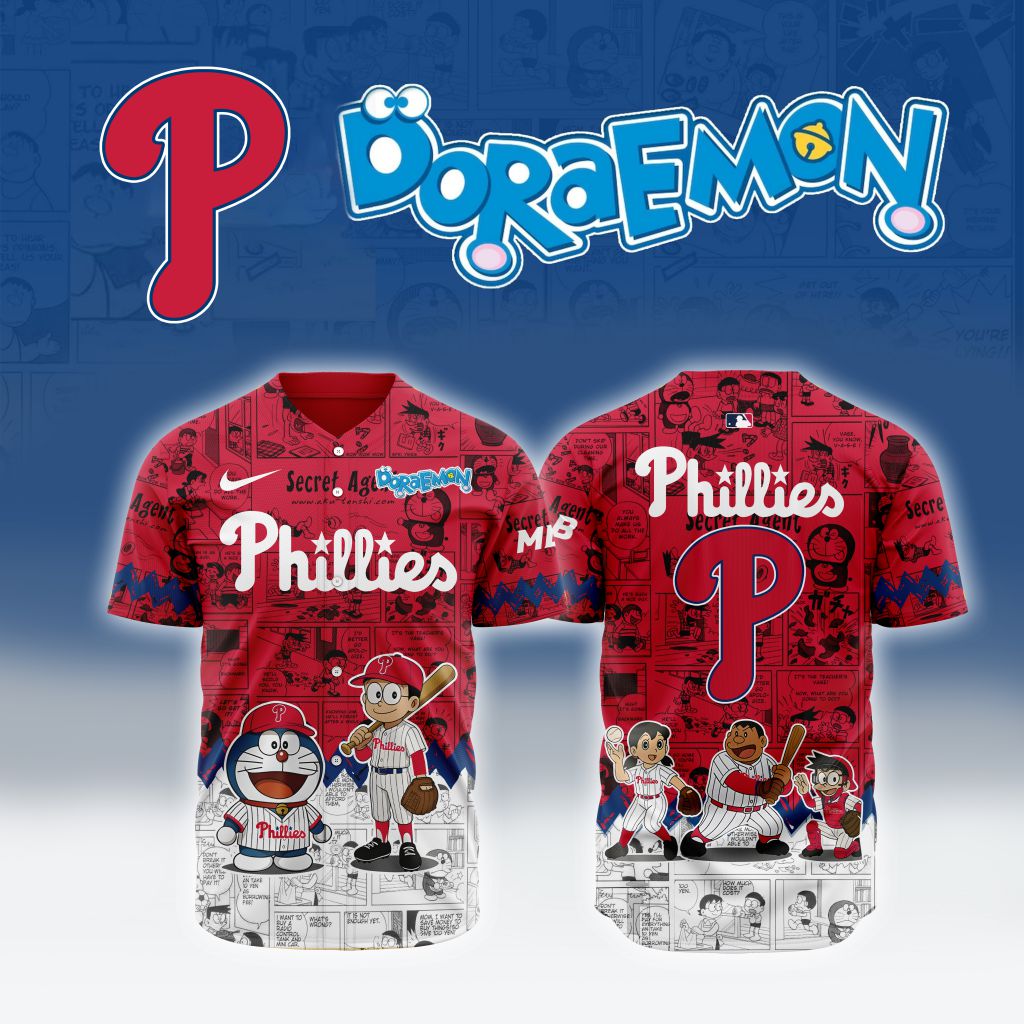 Premium MLB Philadelphia Phillies X Doraemon Baseball Jersey - PP0108