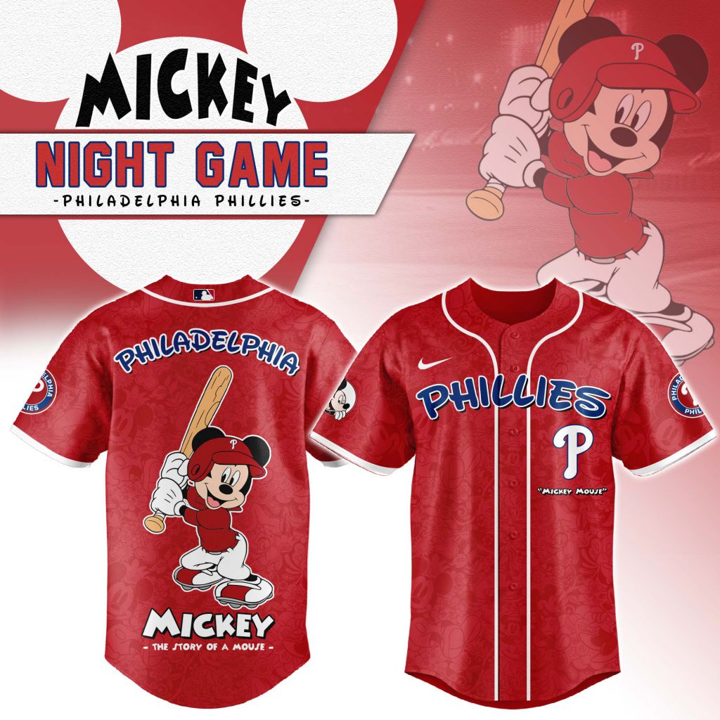 Premium MLB Philadelphia Phillies X Mickey Mouse Baseball Jersey - PP075