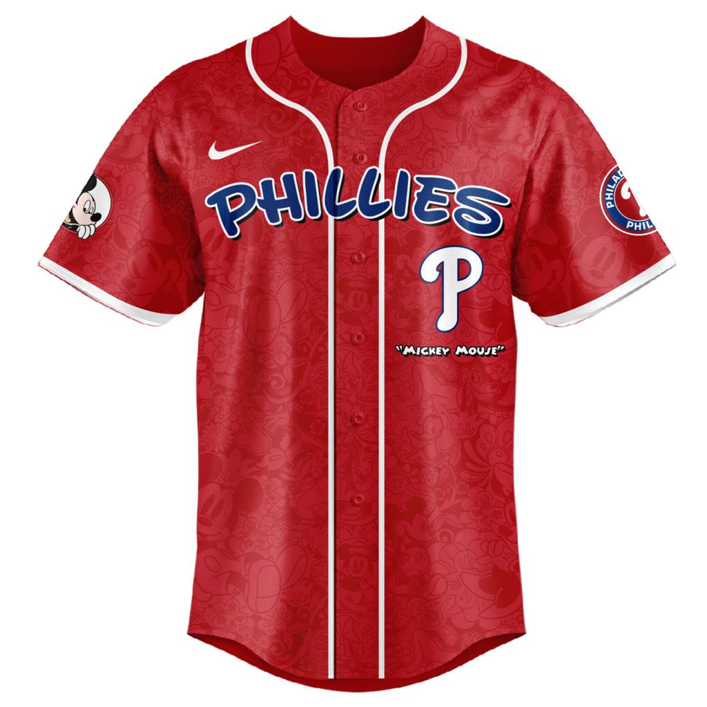 Premium MLB Philadelphia Phillies X Mickey Mouse Baseball Jersey - PP075