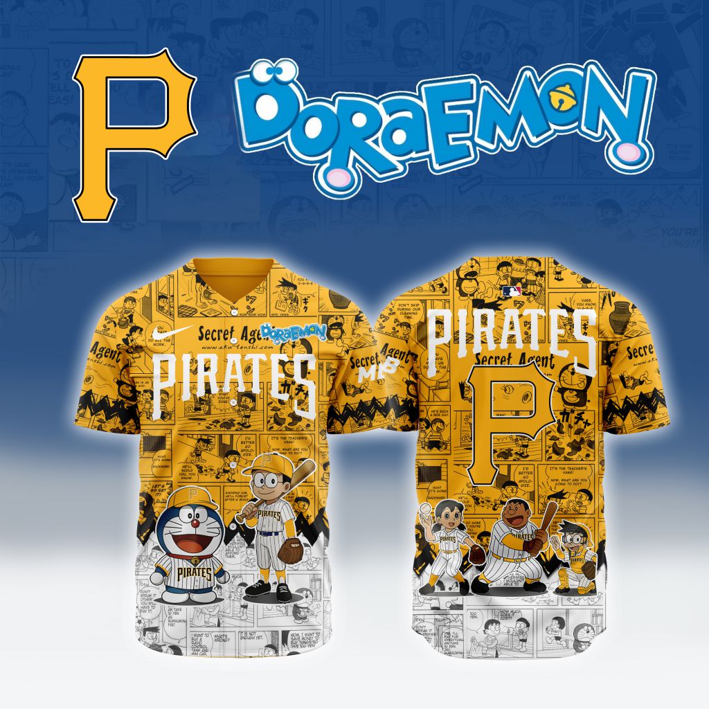 Premium MLB Pittsburgh Pirates X Doraemon Baseball Jersey - PIPI0111