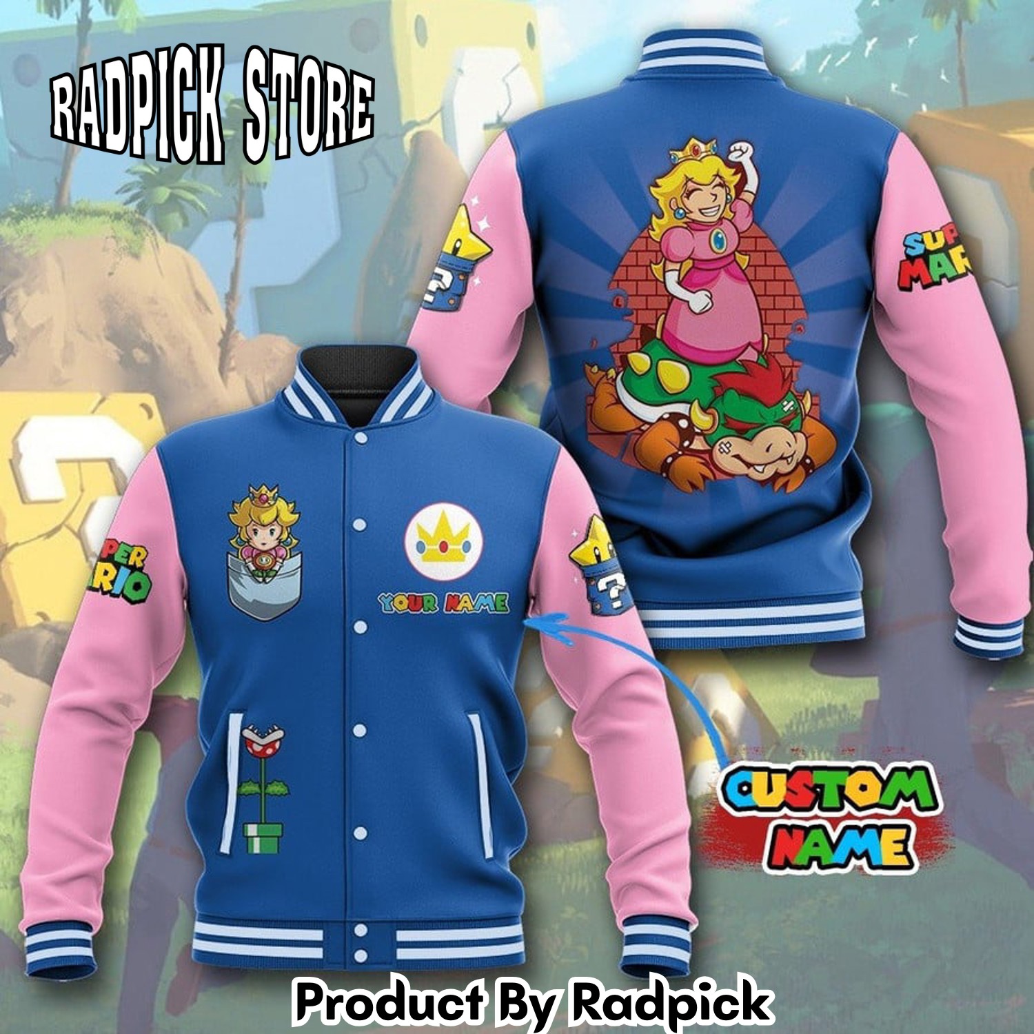 Radpick Super Mario Custom Name Baseball Jacket 427 RP001102