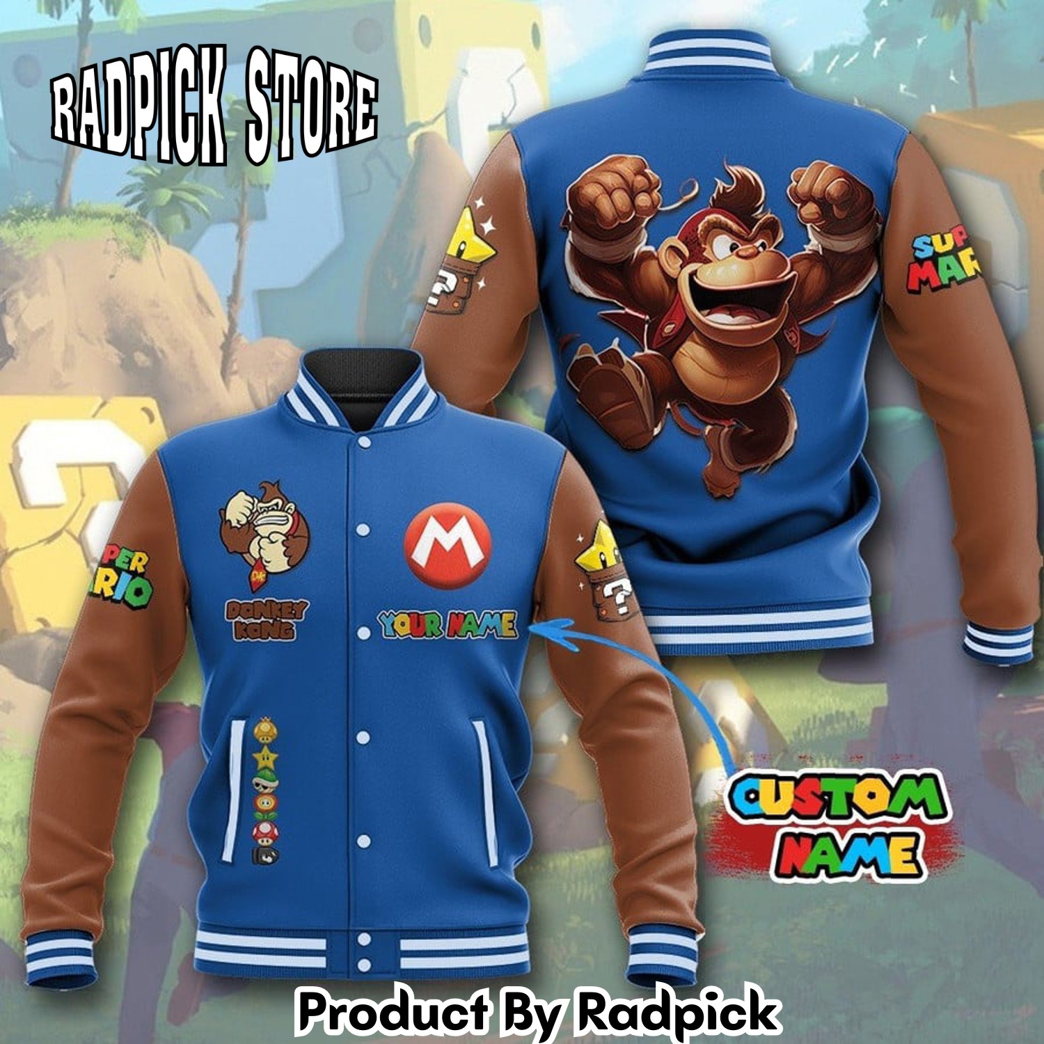 Radpick Super Mario Custom Name Baseball Jacket 543 RP001100