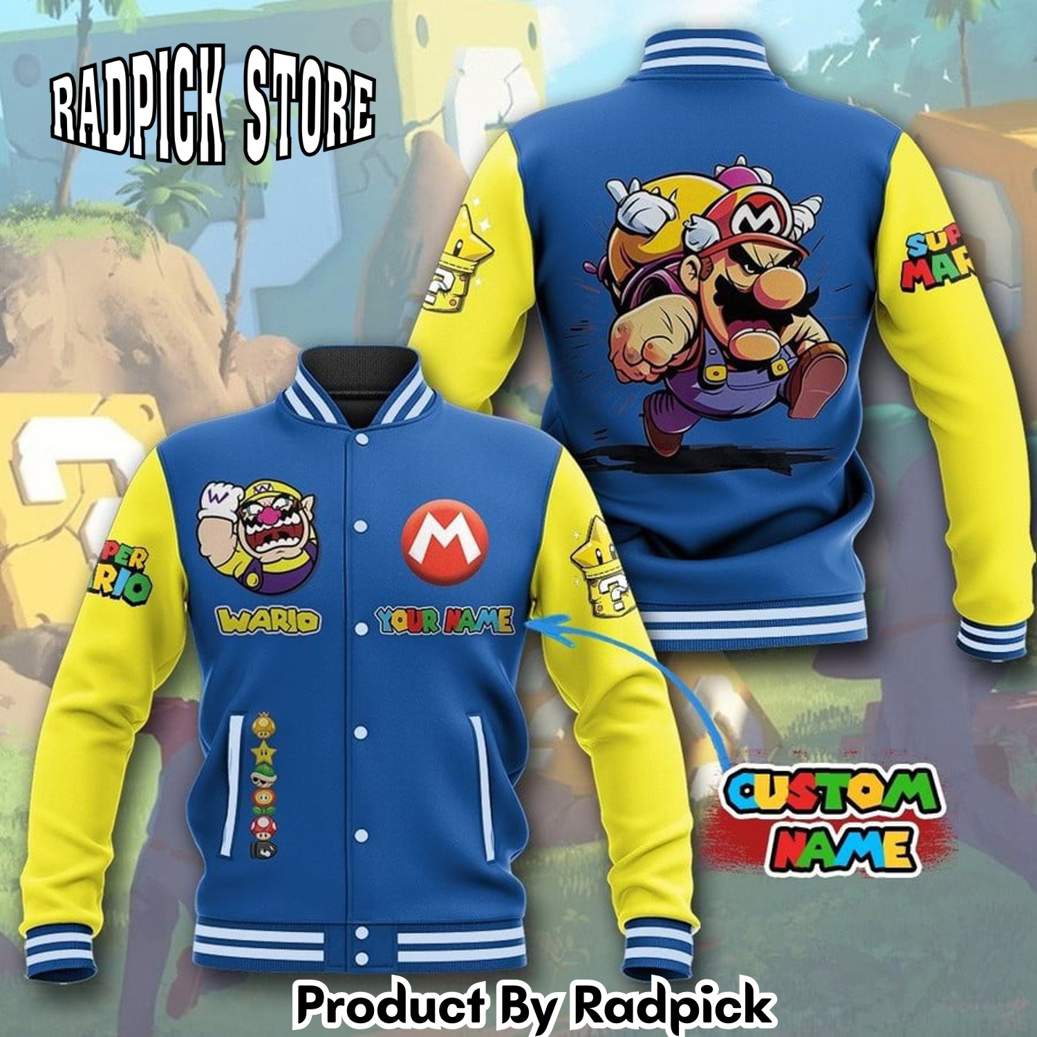 Radpick Super Mario Custom Name Baseball Jacket 842 RP00197