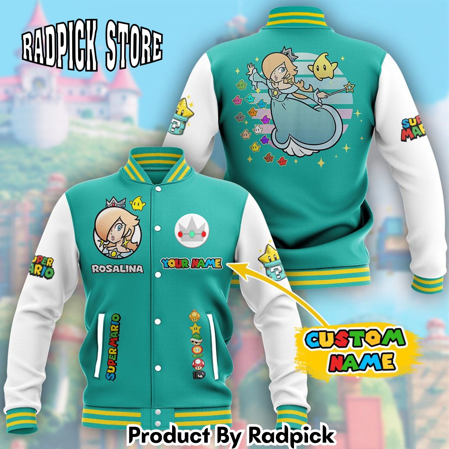 Radpick Super Mario Rosalina Custom Name Baseball Jacket RP00188