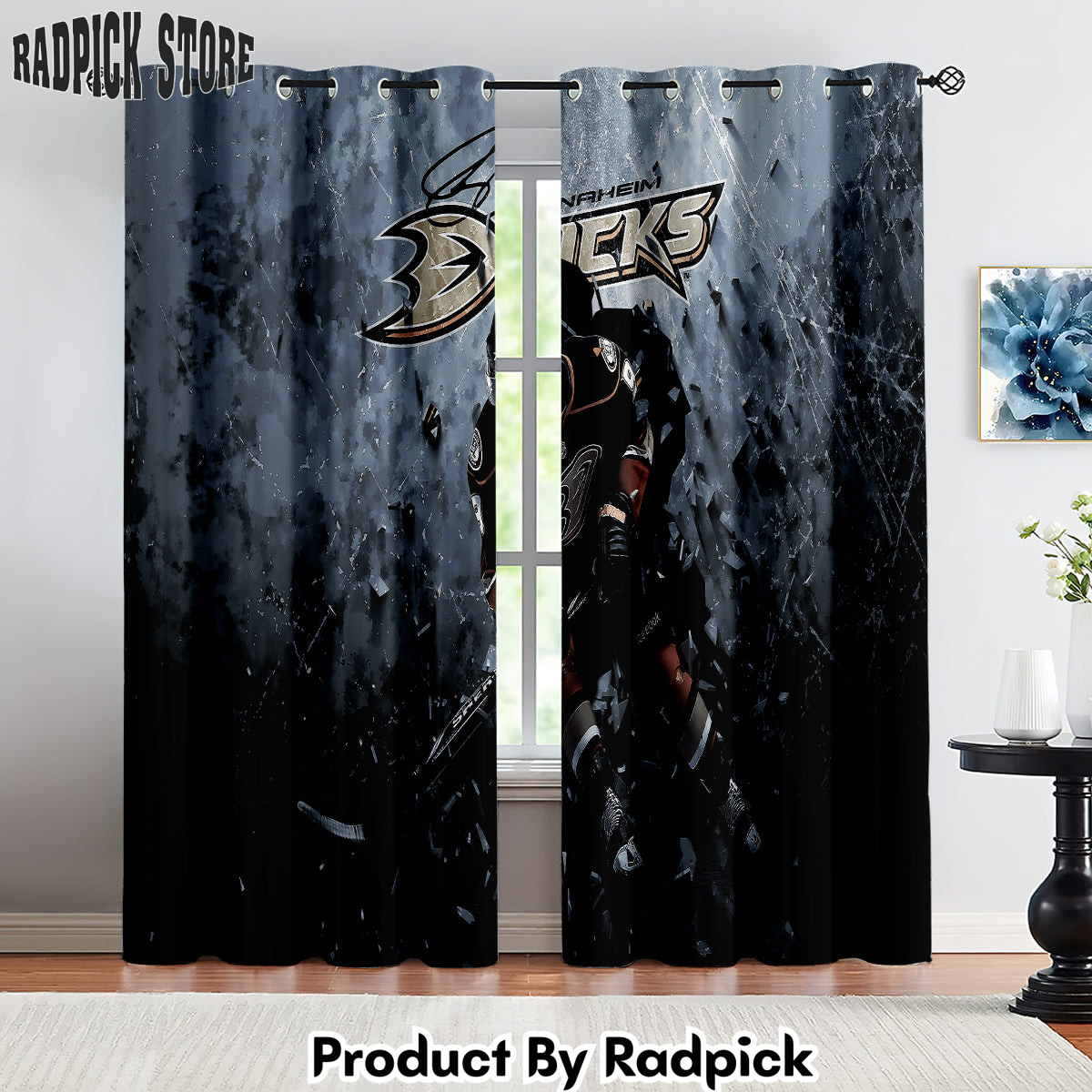 Radpick Anaheim Ducks Hockey League Curtains Drapes For Window Treatment Set 1 RP8522453