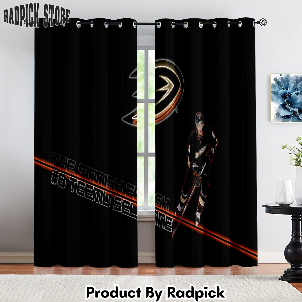 Radpick Anaheim Ducks Hockey League Curtains Drapes For Window Treatment Set 7 RP8522445