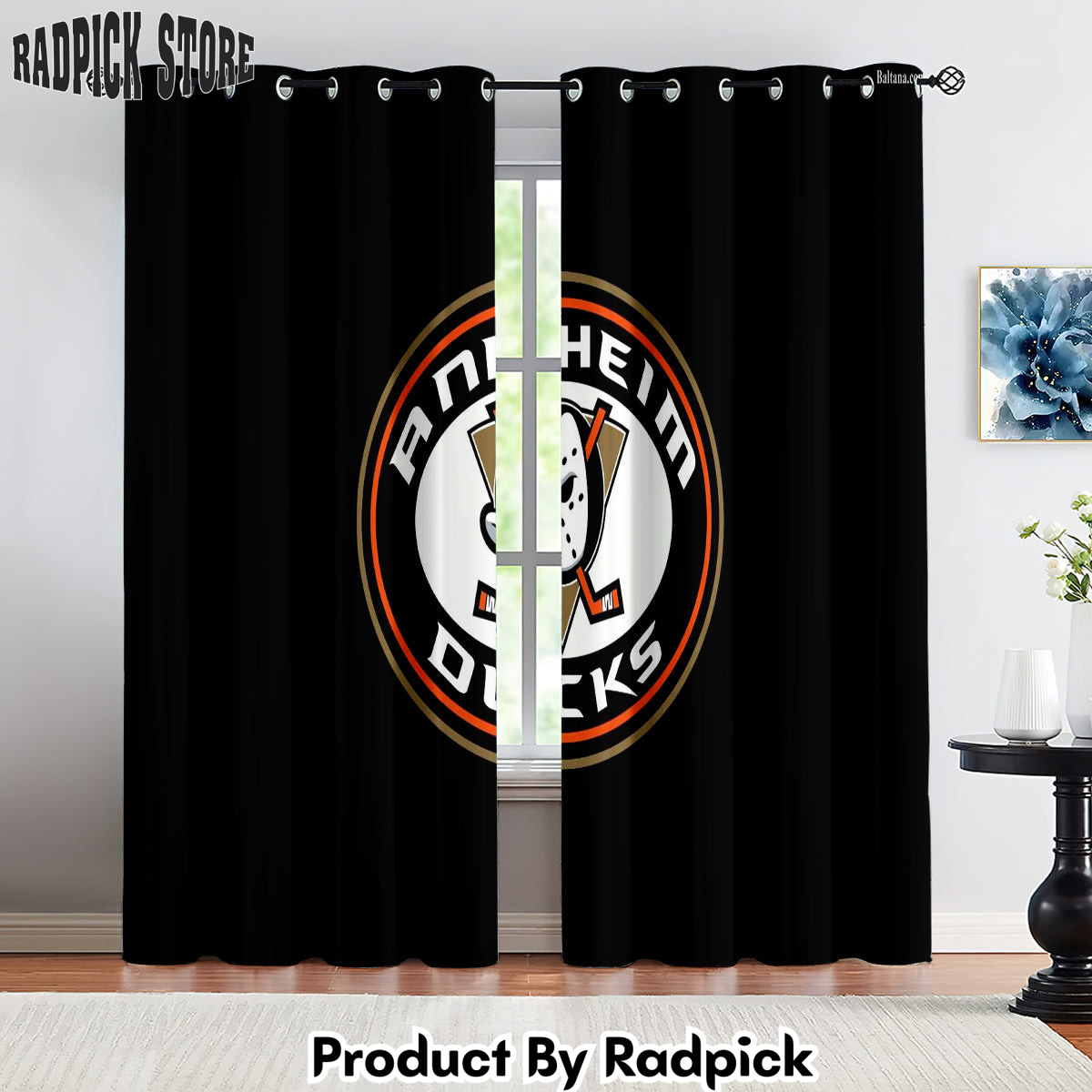 Radpick Anaheim Ducks Hockey League Curtains Drapes For Window Treatment Set 10 RP8522452