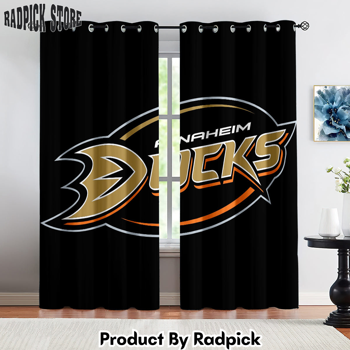 Radpick Anaheim Ducks Hockey League Curtains Drapes For Window Treatment Set 11 RP8522451