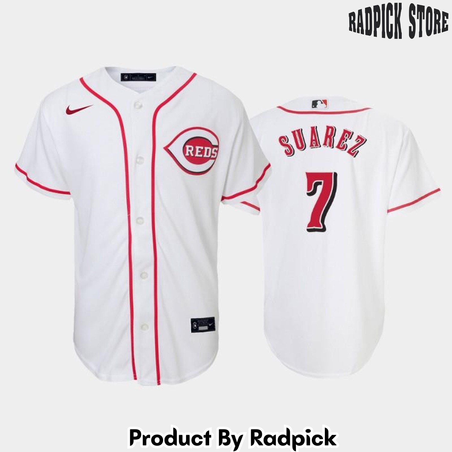 7 Eugenio Suarez Reds Home White Baseball Jersey - RP2925891