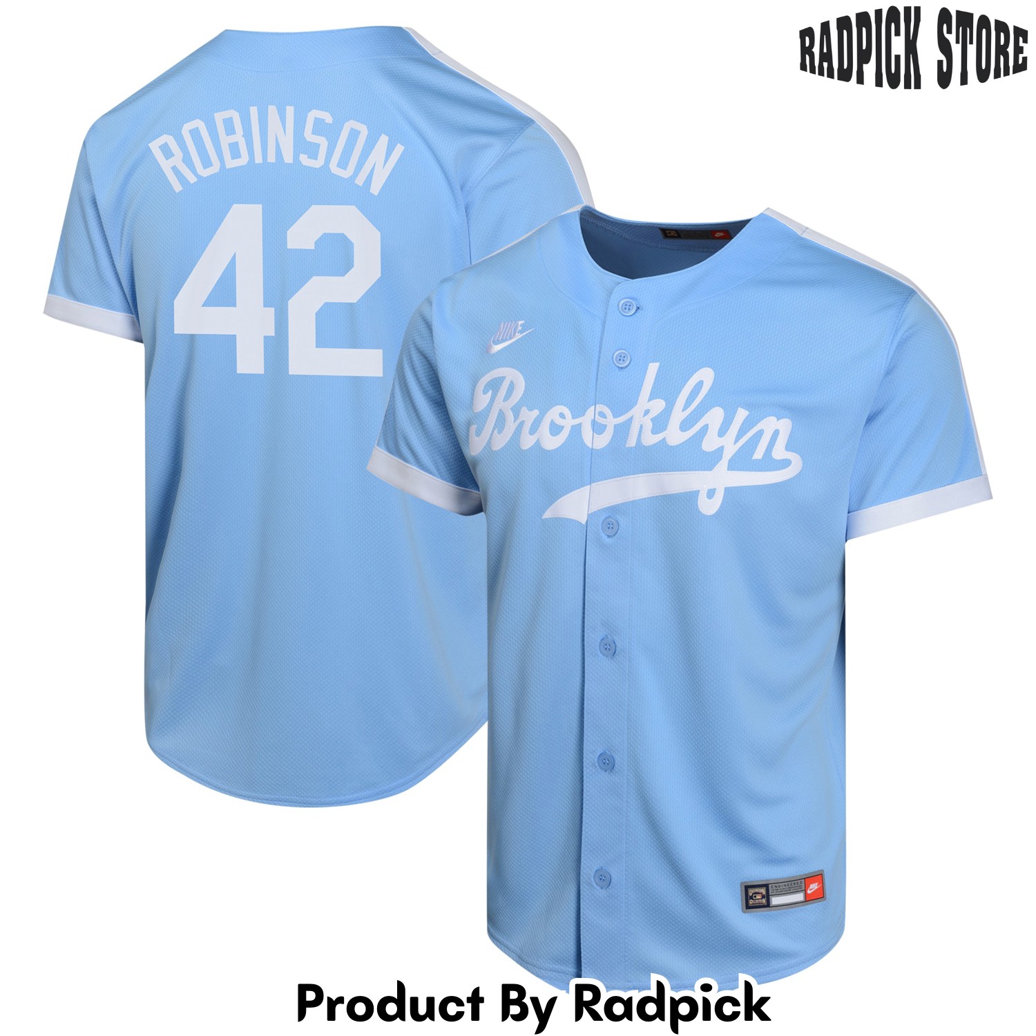  Brooklyn Dodgers Jackie Robinson Light Blue Cooperstown Collection Limited Player Baseball Jersey - RP4813938