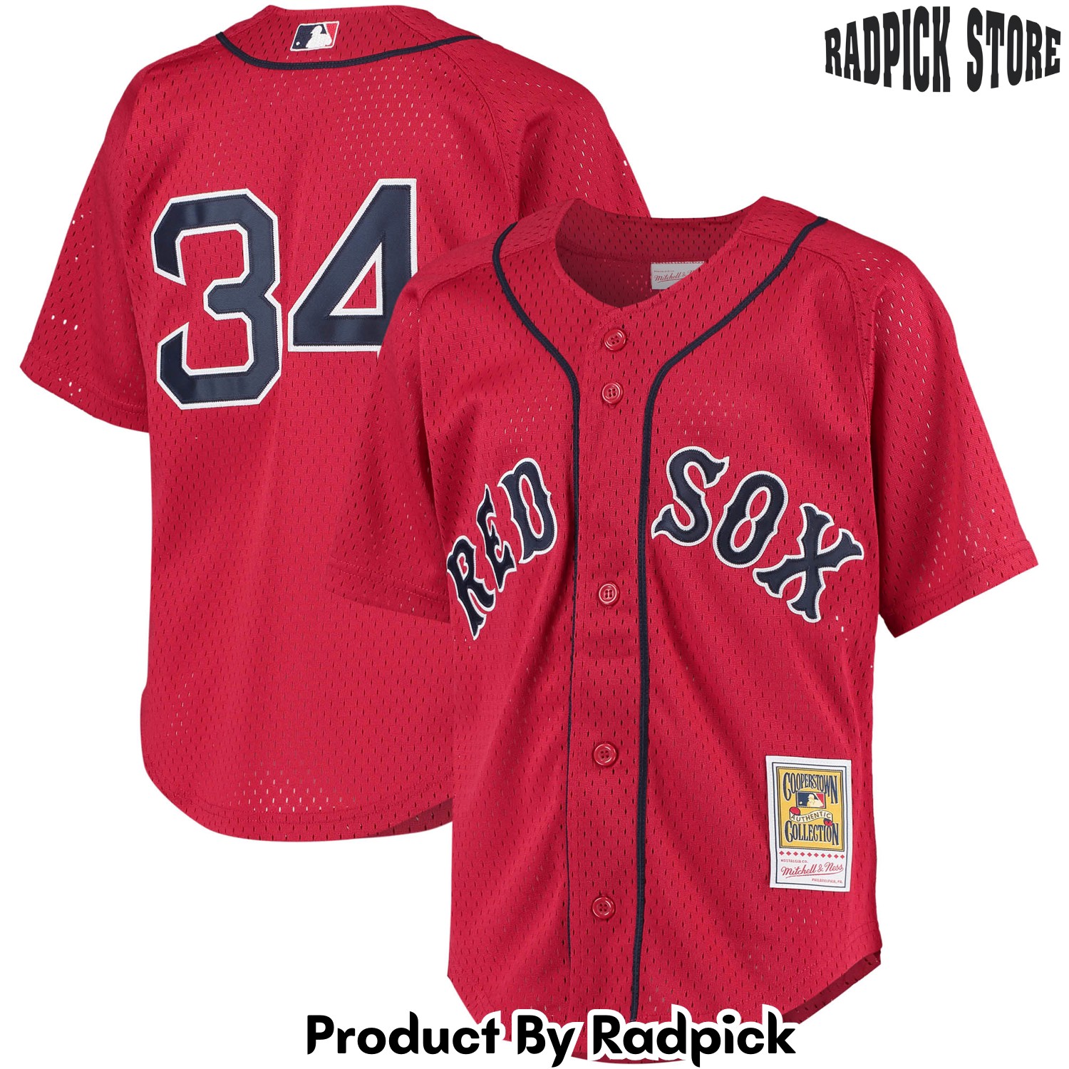 Boston Red Sox David Ortiz Mitchell & Ness Red Cooperstown Collection Batting Practice Baseball Jersey - RP4811343