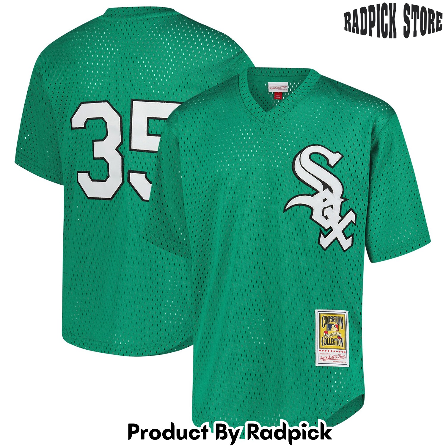  Chicago White Sox Frank Thomas Mitchell & Ness Green Cooperstown Collection Mesh Batting Practice Baseball Jersey - RP4817251
