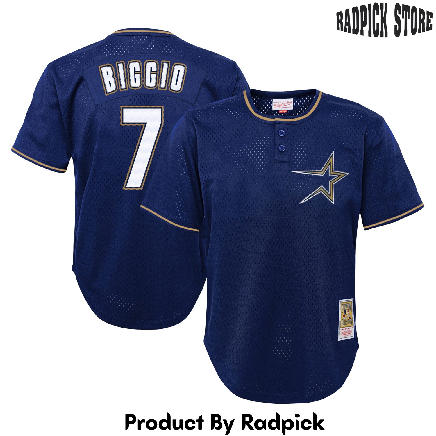  Houston Astros Craig Biggio Mitchell & Ness Navy Cooperstown Collection Mesh Batting Practice Baseball Jersey - RP4827973
