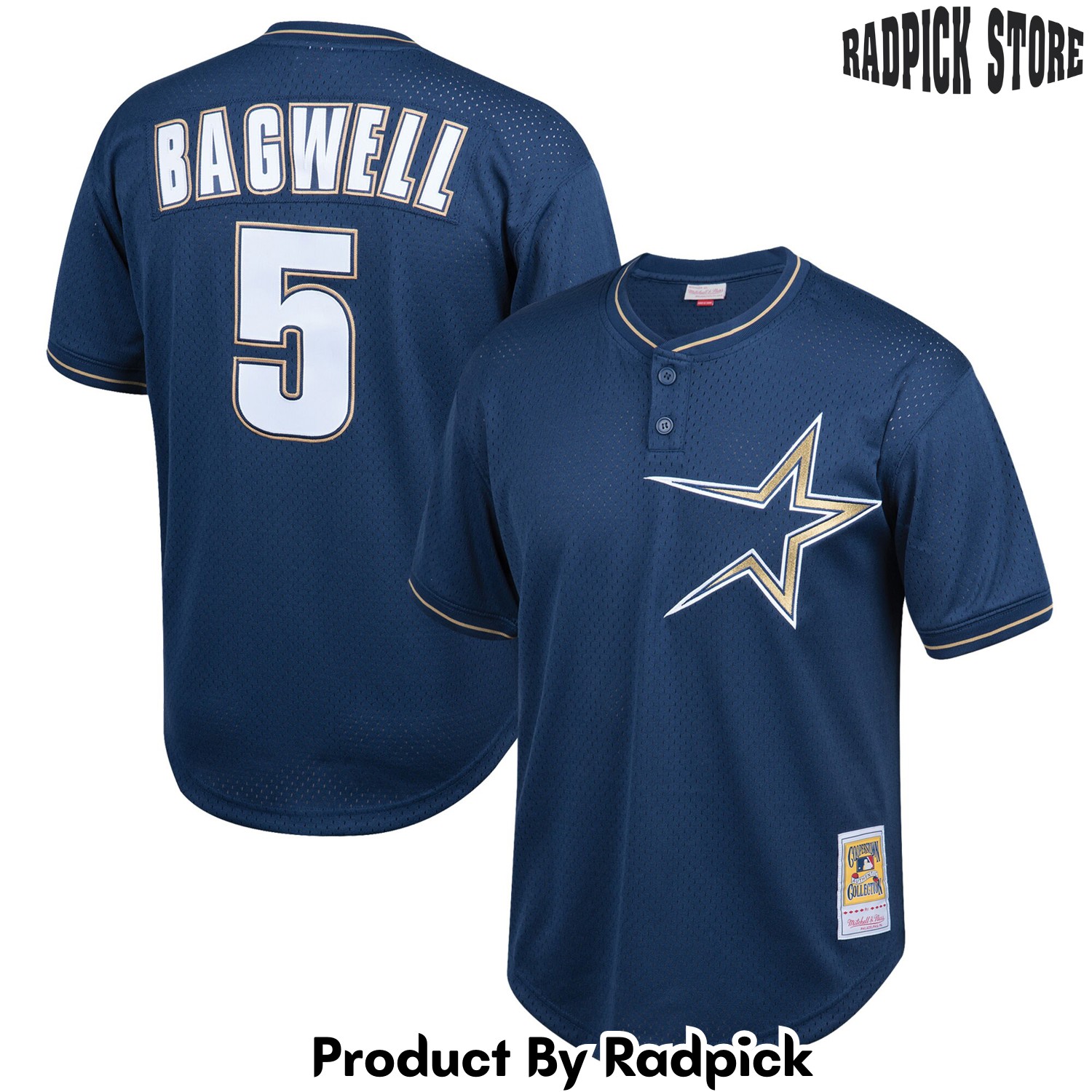  Houston Astros Jeff Bagwell Mitchell & Ness Navy Cooperstown Collection Mesh Batting Practice Baseball Jersey - RP4828398