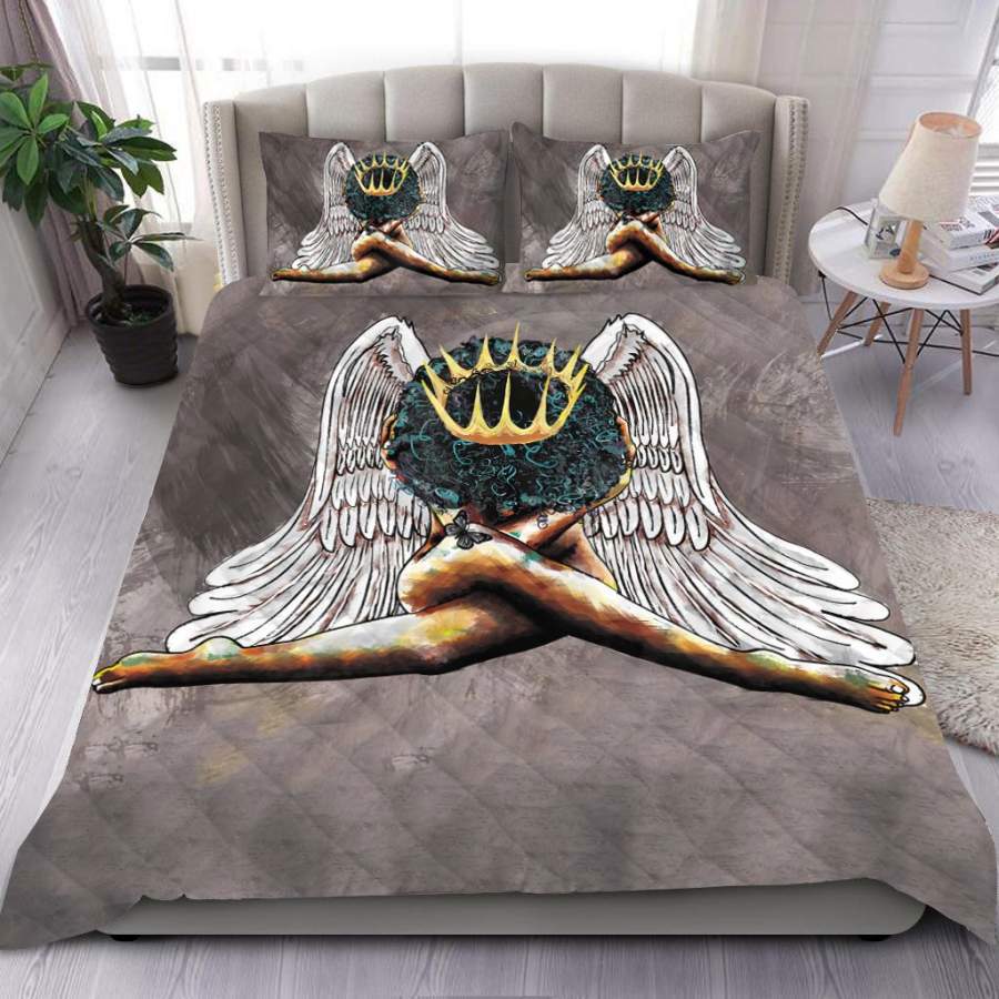 Black girl queen quilt set