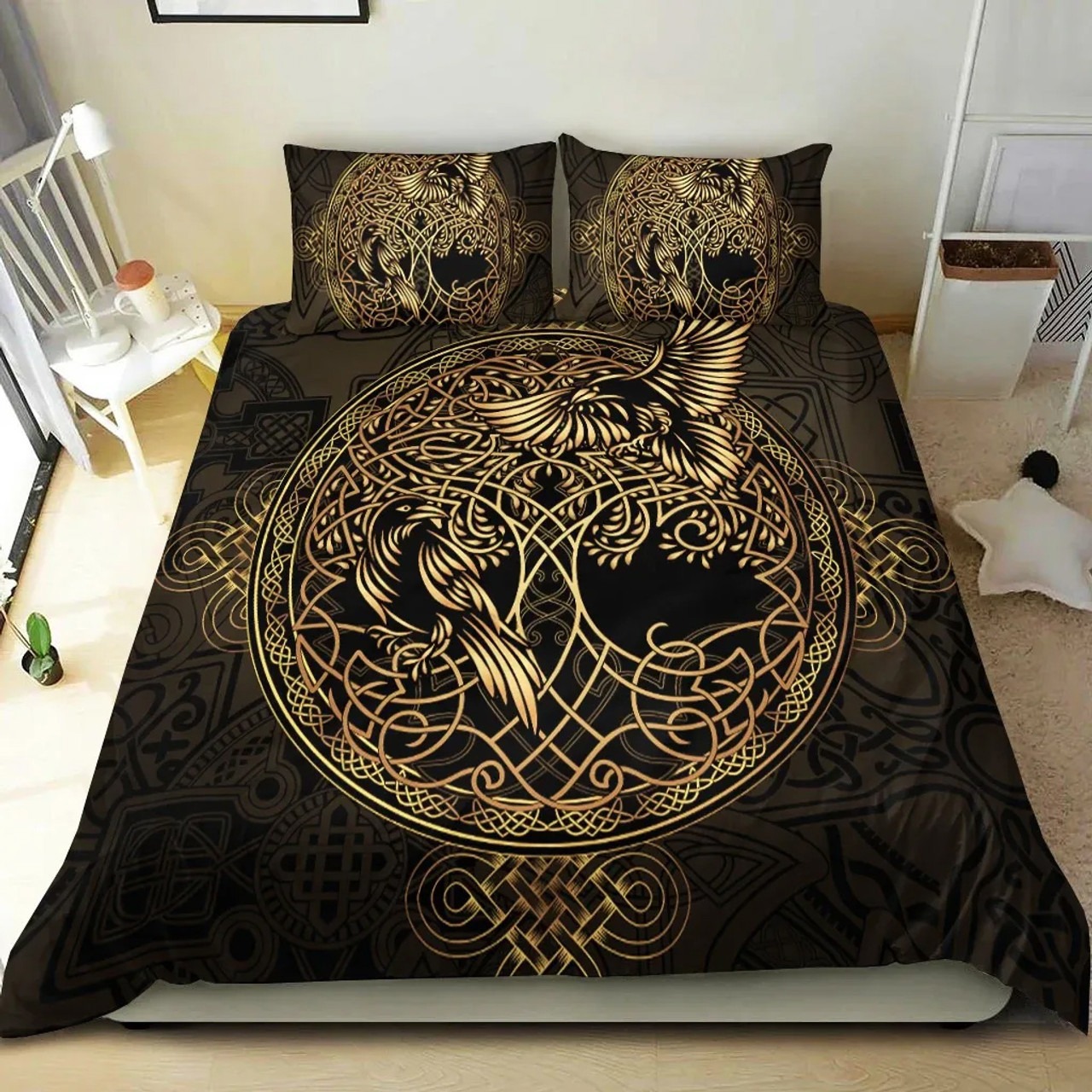 Celtic bedding set celtic tree of life with raven