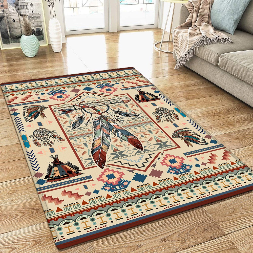 Color feather native american rug