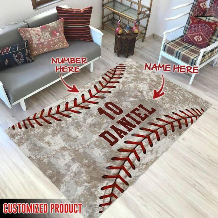 Custom name vintage baseball rug