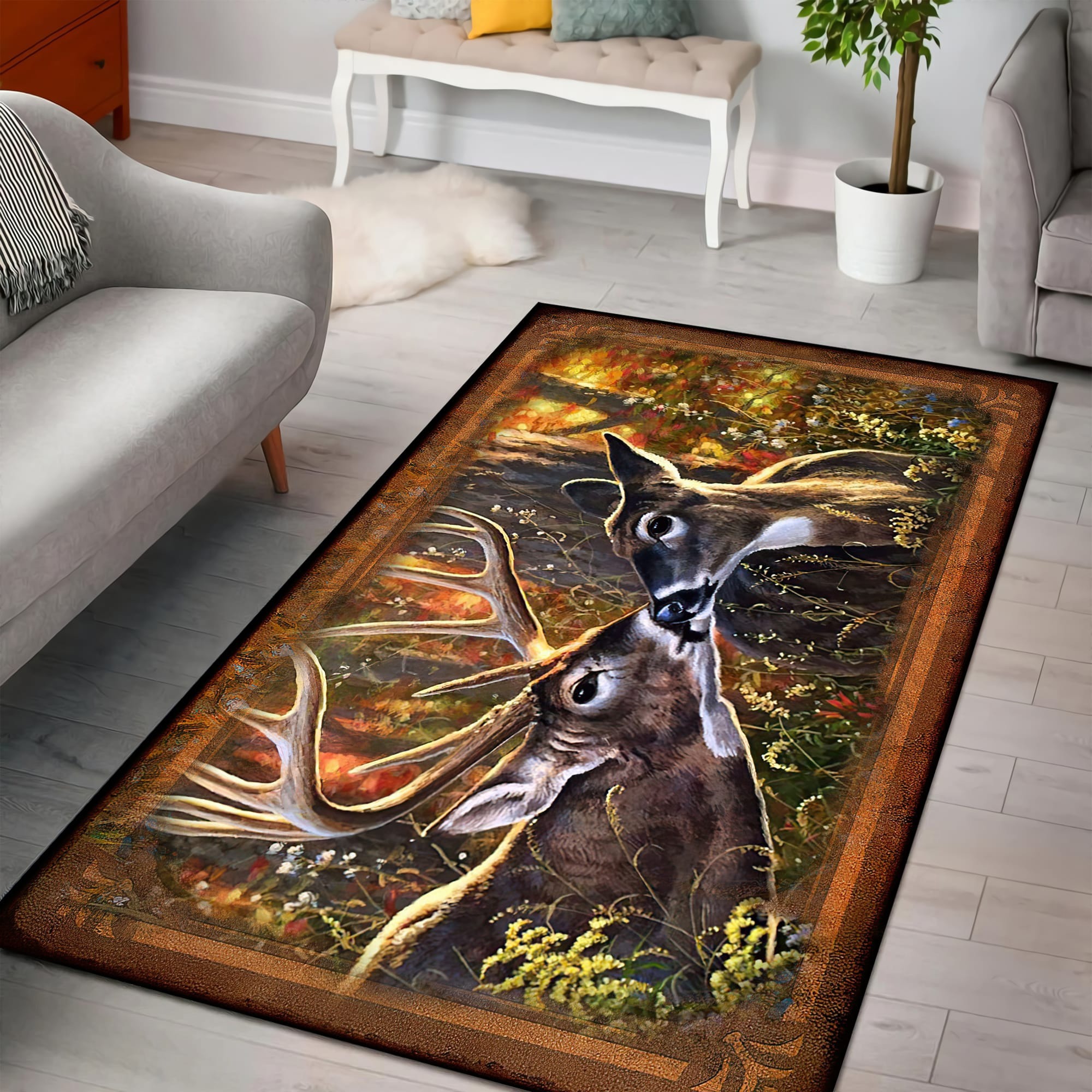 Deer couple rug