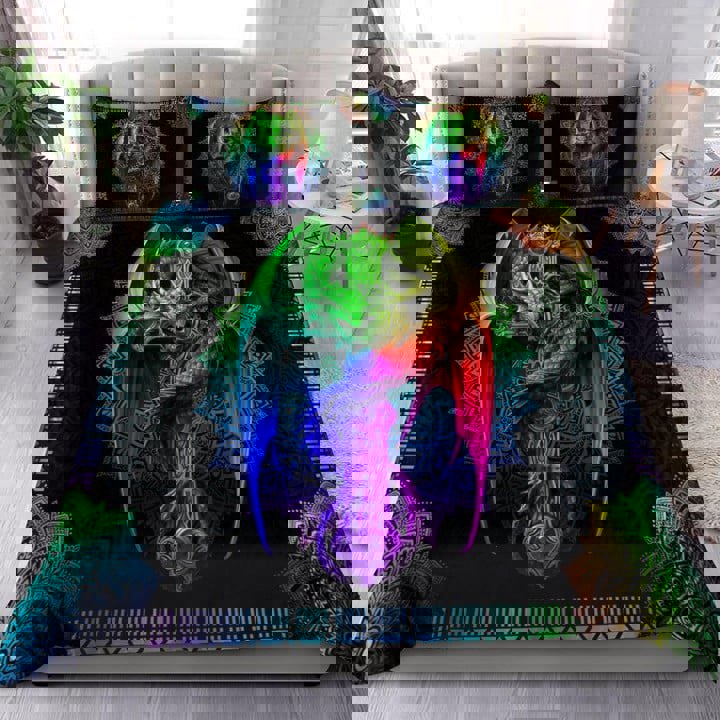 Dragon mandala bedding set coloful