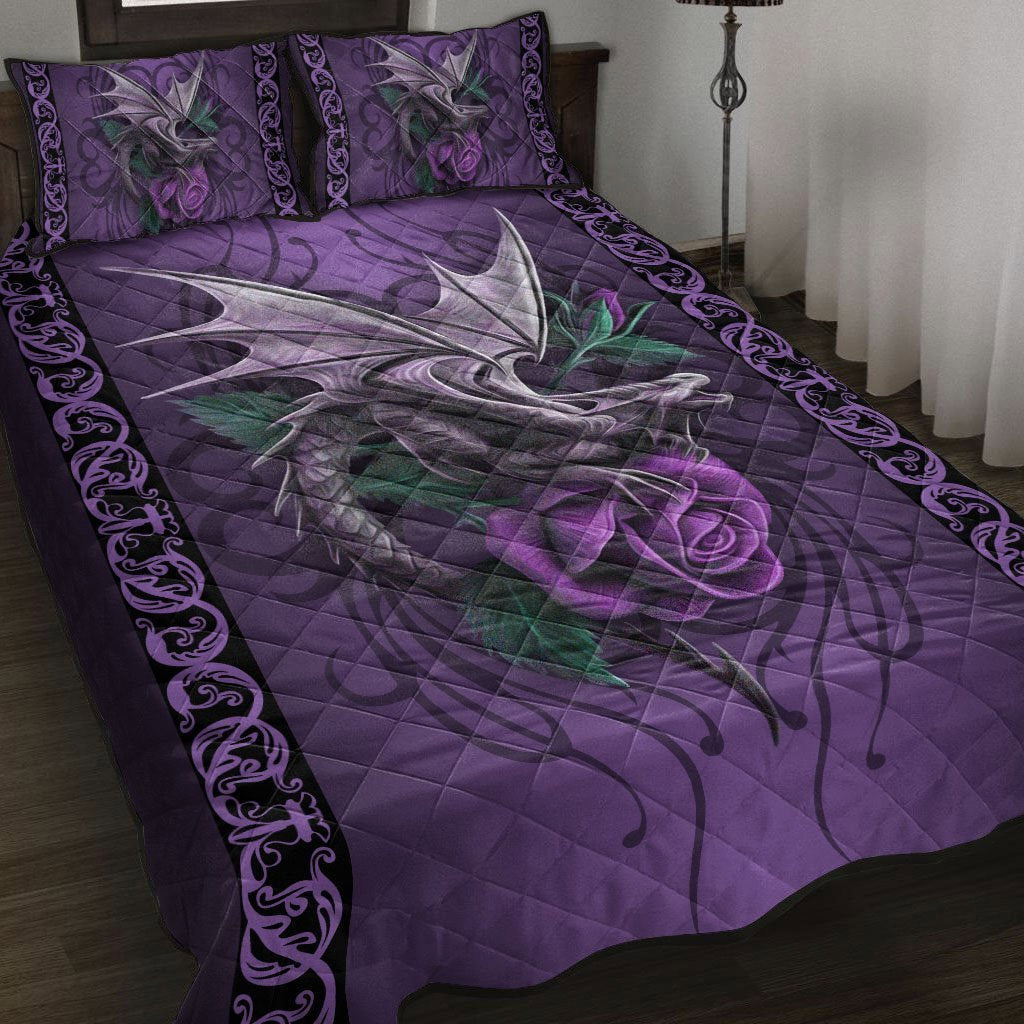 Dragon quilt set purple