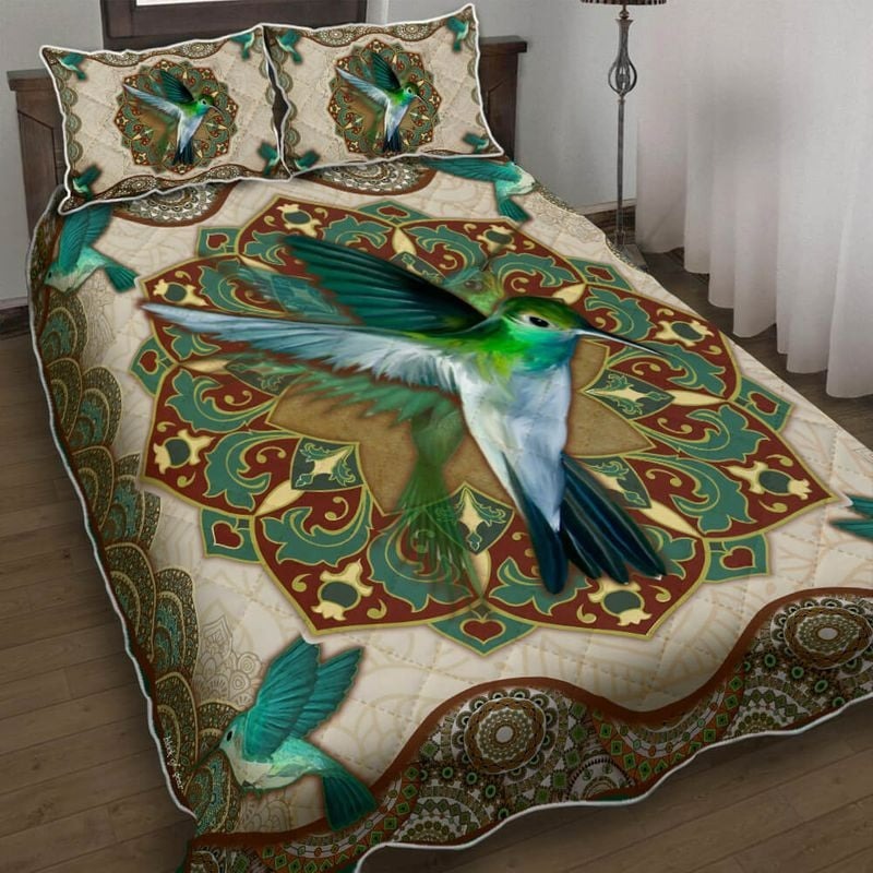 Hummingbird quilt set mandala