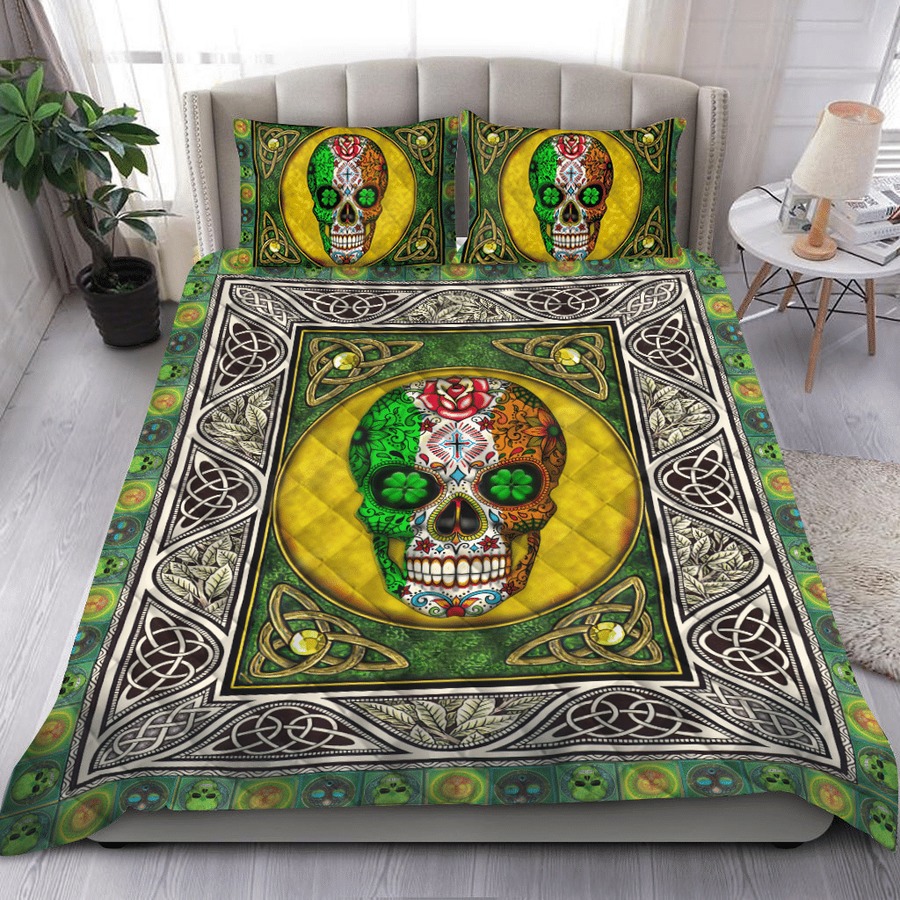 Irish skull quilt set saint patrick day