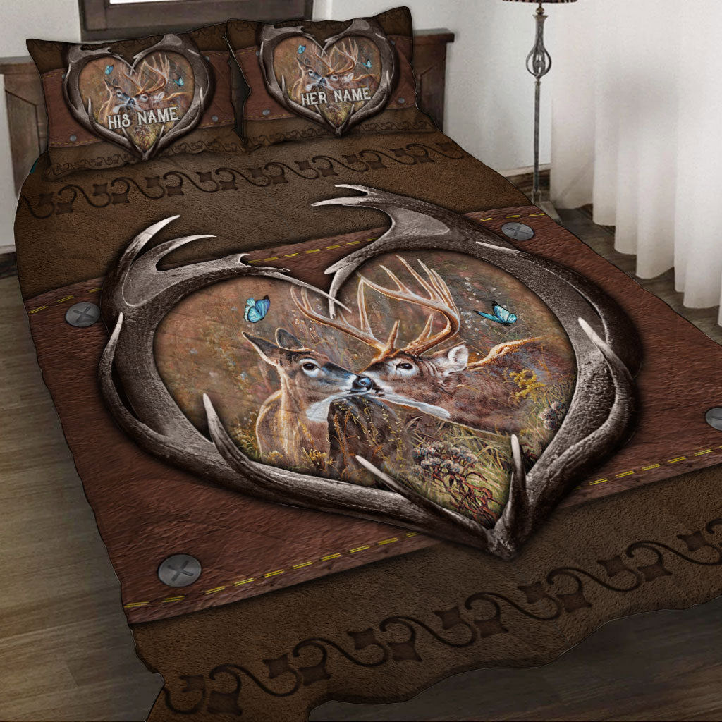 Personalized hunting couple quilt set buck and doe you and me we got this