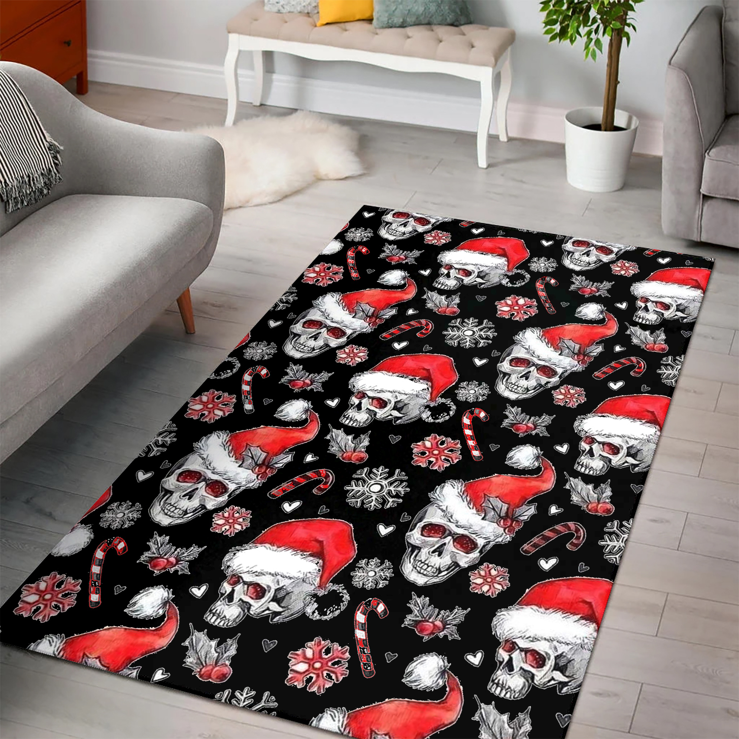 Skull christmas rug