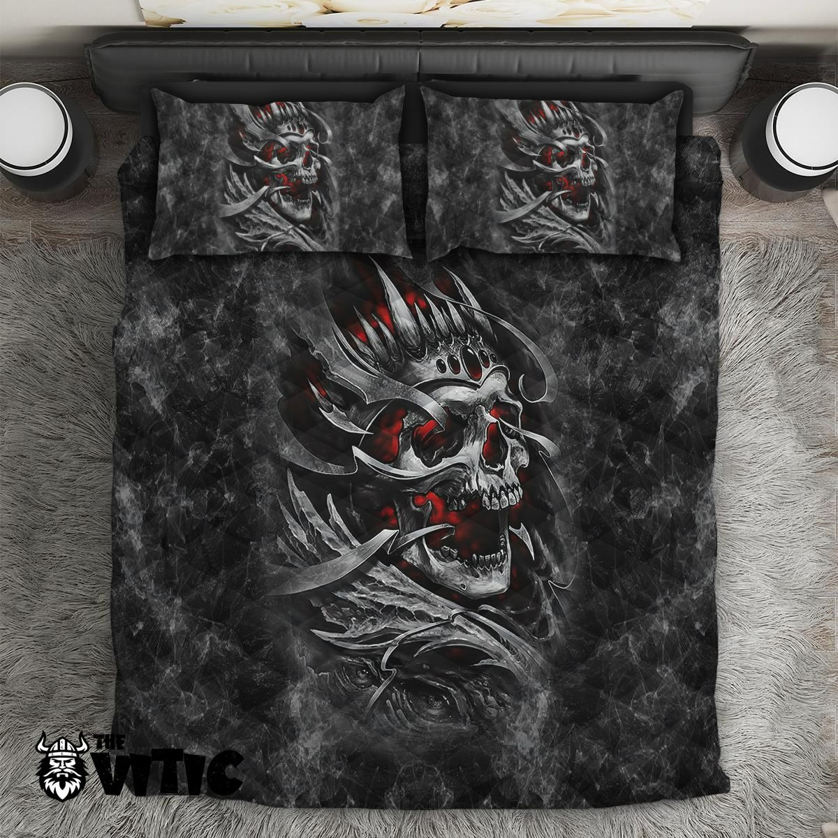 Skull quilt set red eye