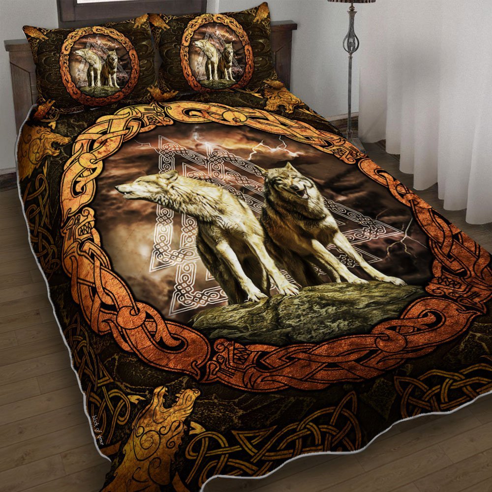 Viking wolf quilt set