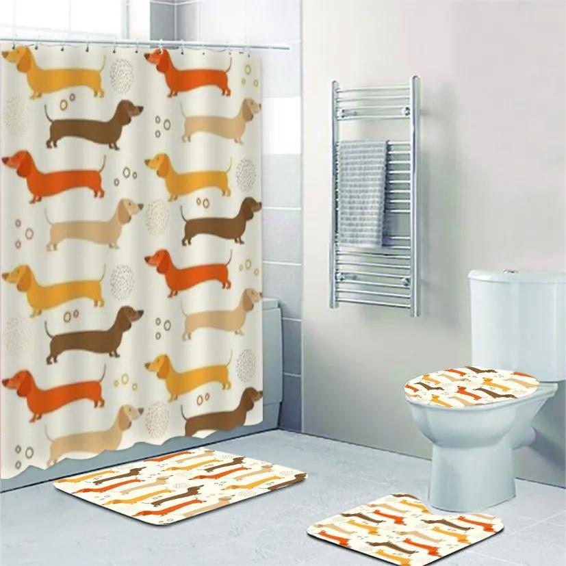 Dachshund lovers bathroom curtains set