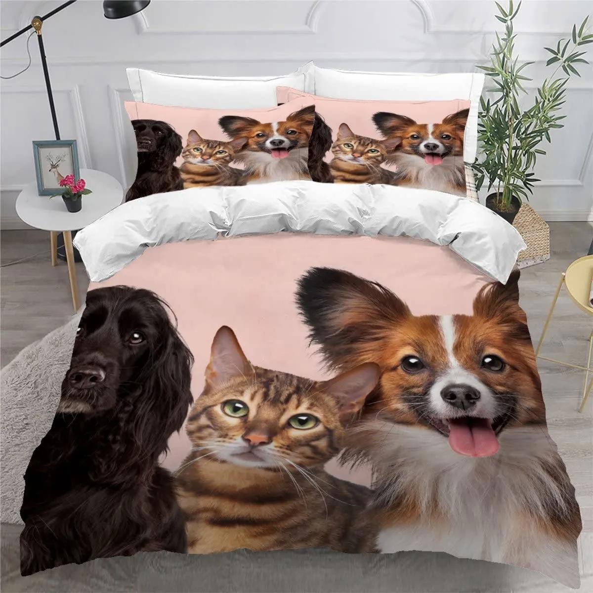 Dog duvet cover double, pink bedding sets