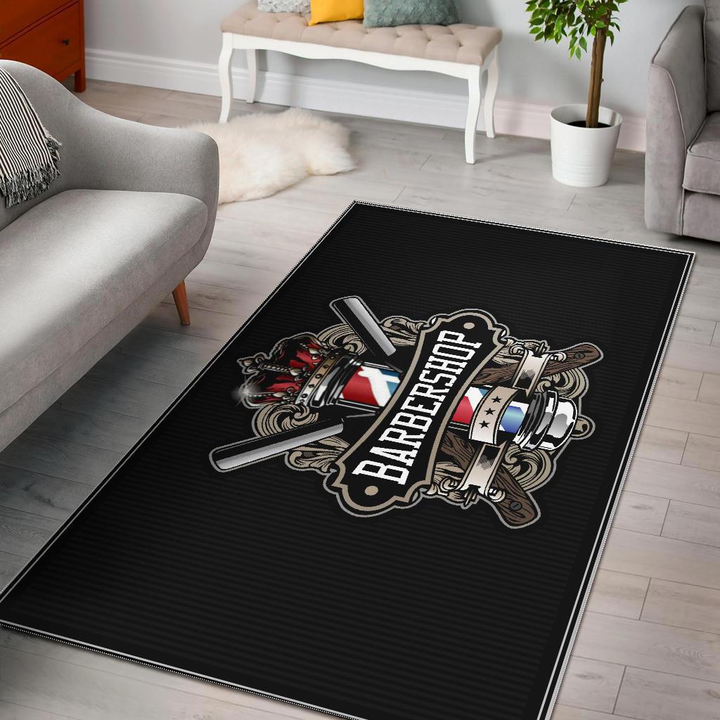 Barber rug barber shop black rug
