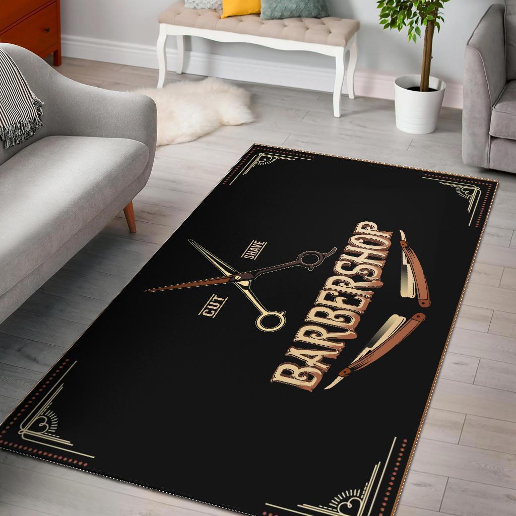 Barber rug cut and shave floor mat black full size