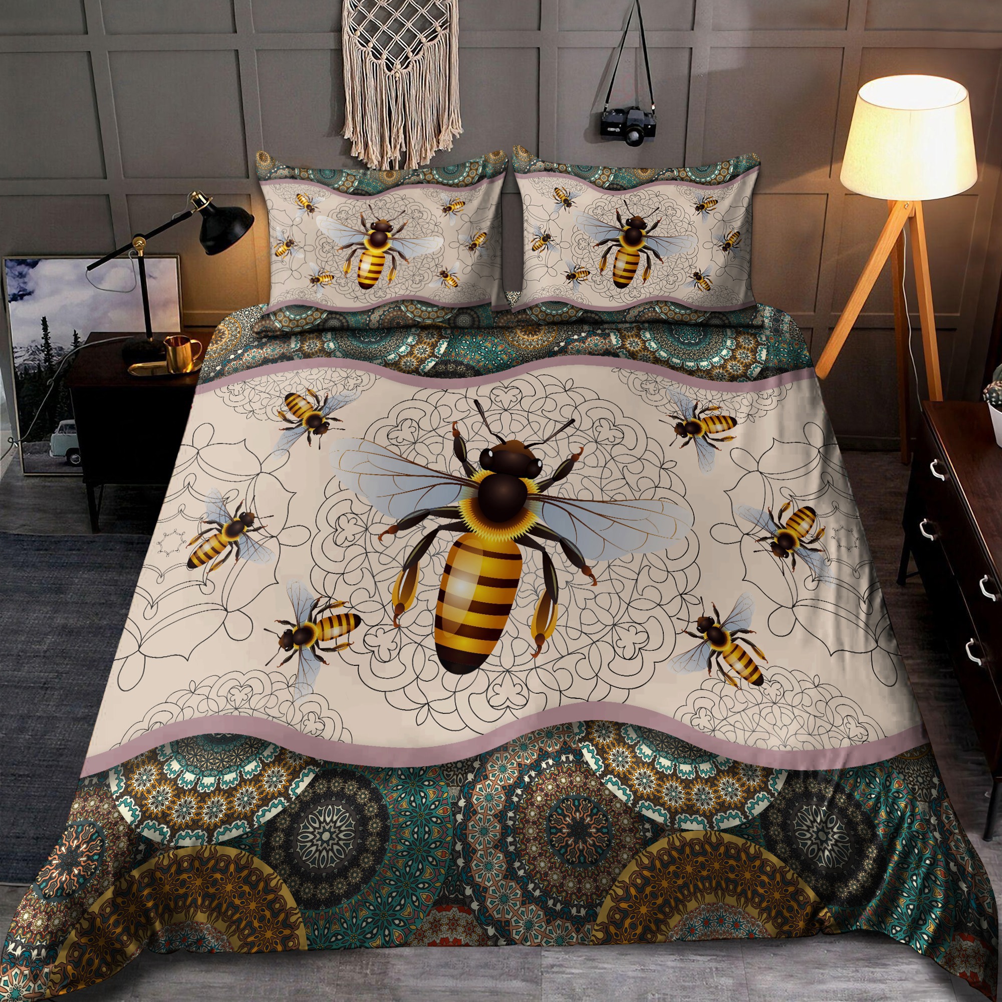Bee mandala bedding set