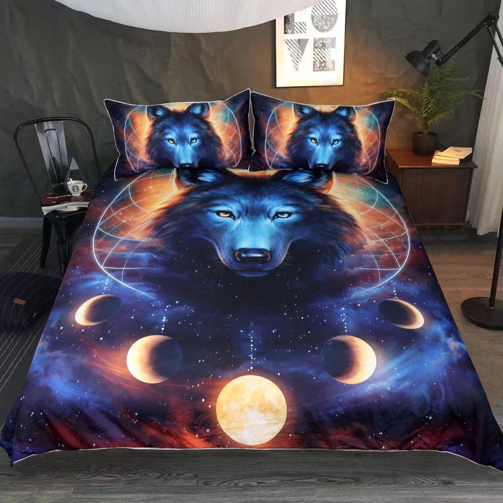 Dreamcatcher wolf bedding set moon