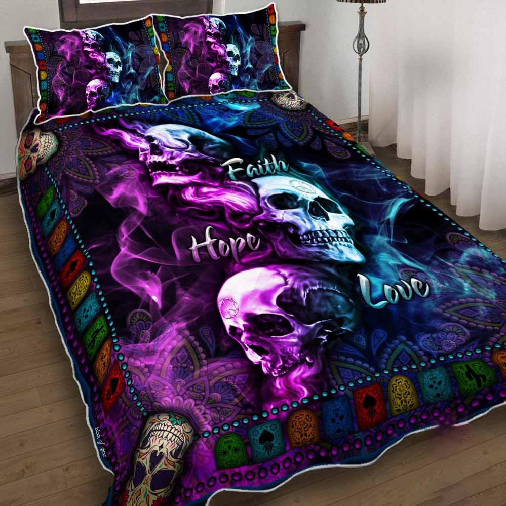 Faith hope love skull bedding set