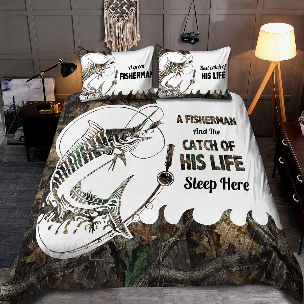 Fishing couple bedding set great fisherman and his best catch