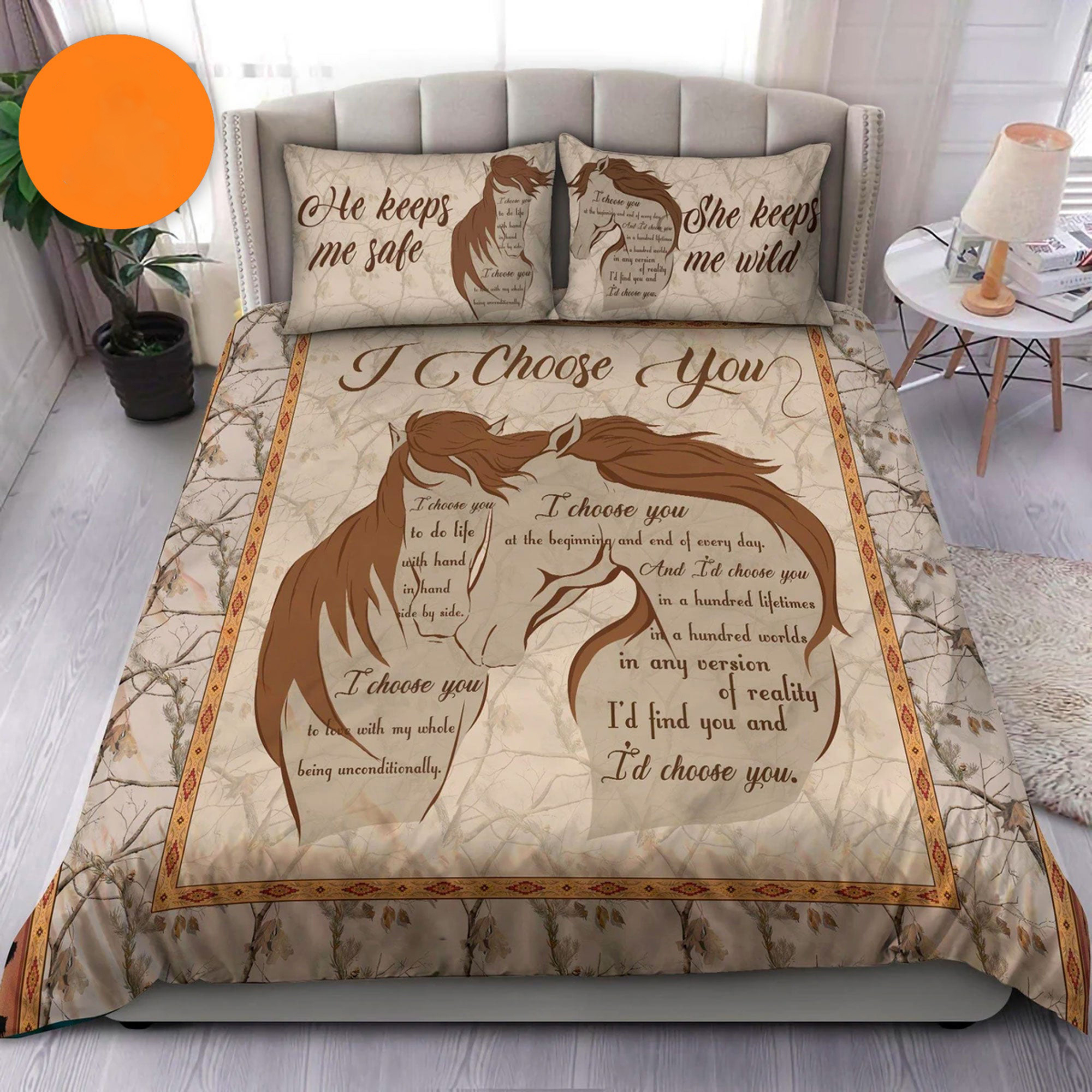 Horse couple bedding set i choose you
