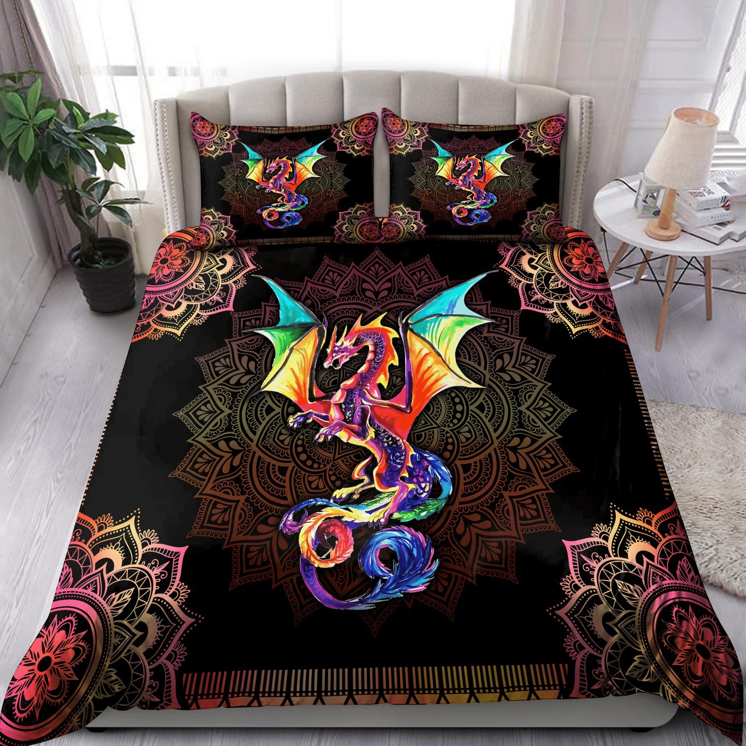 Mandala dragon bedding set