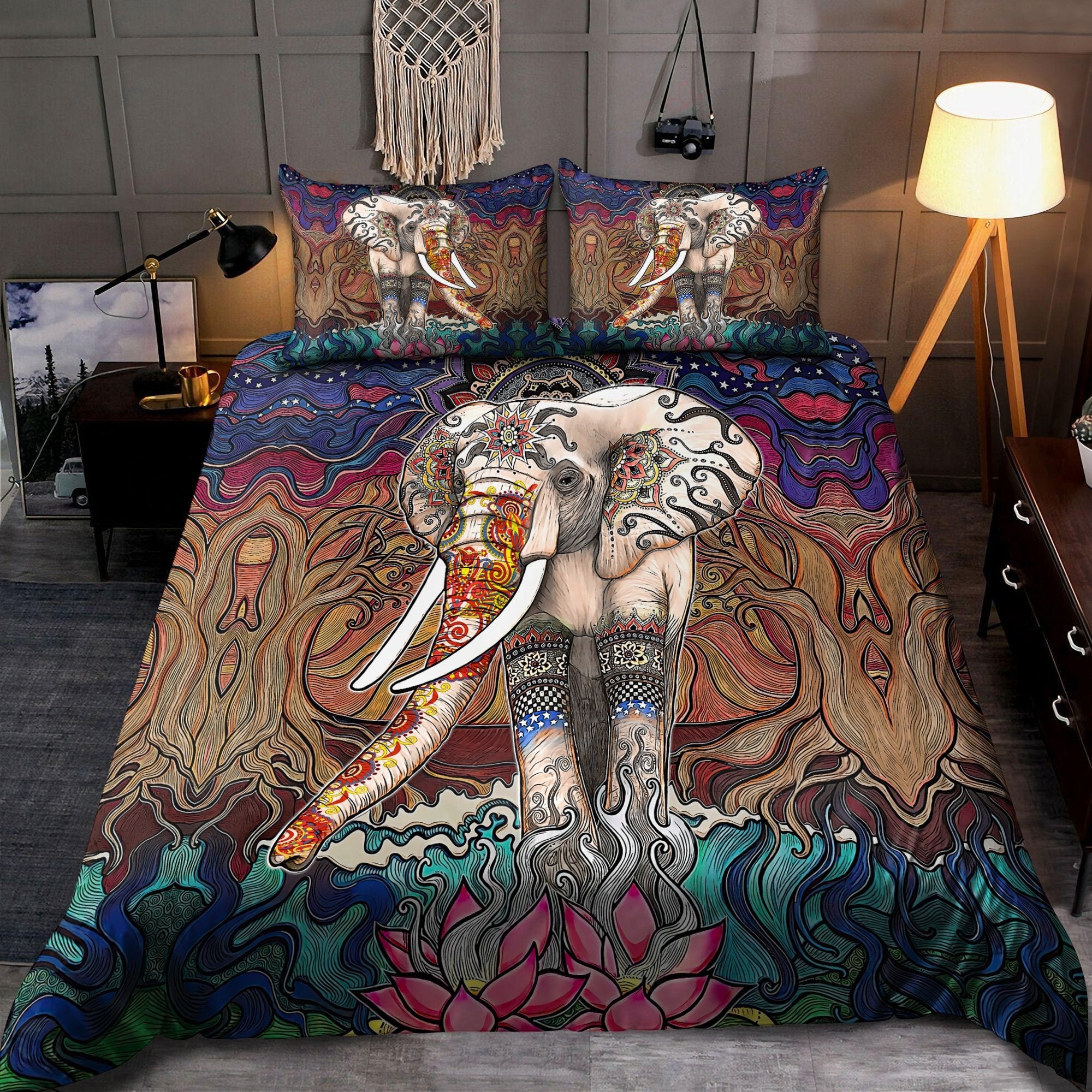 Mandala elephant bedding set