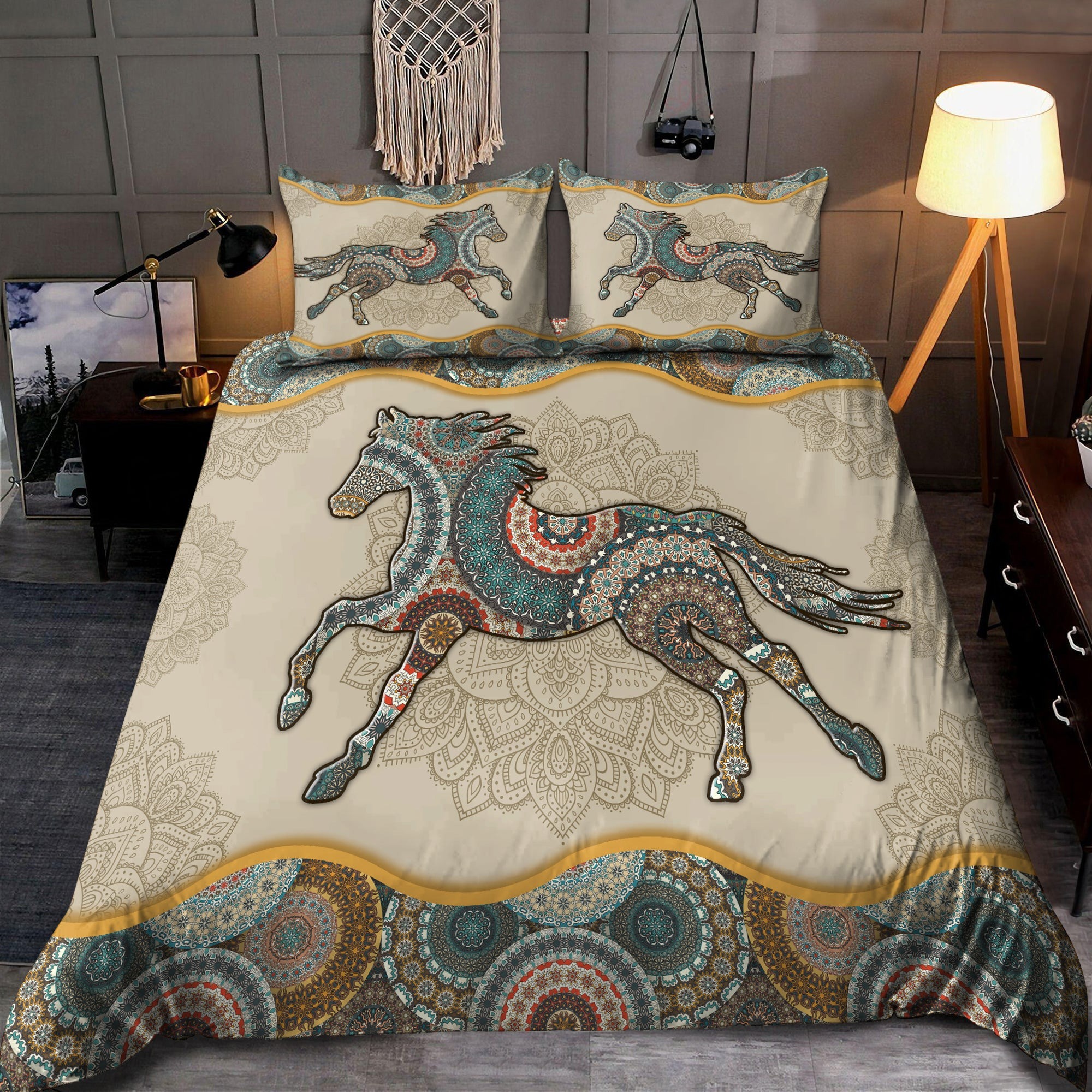 Mandala love horse bedding set