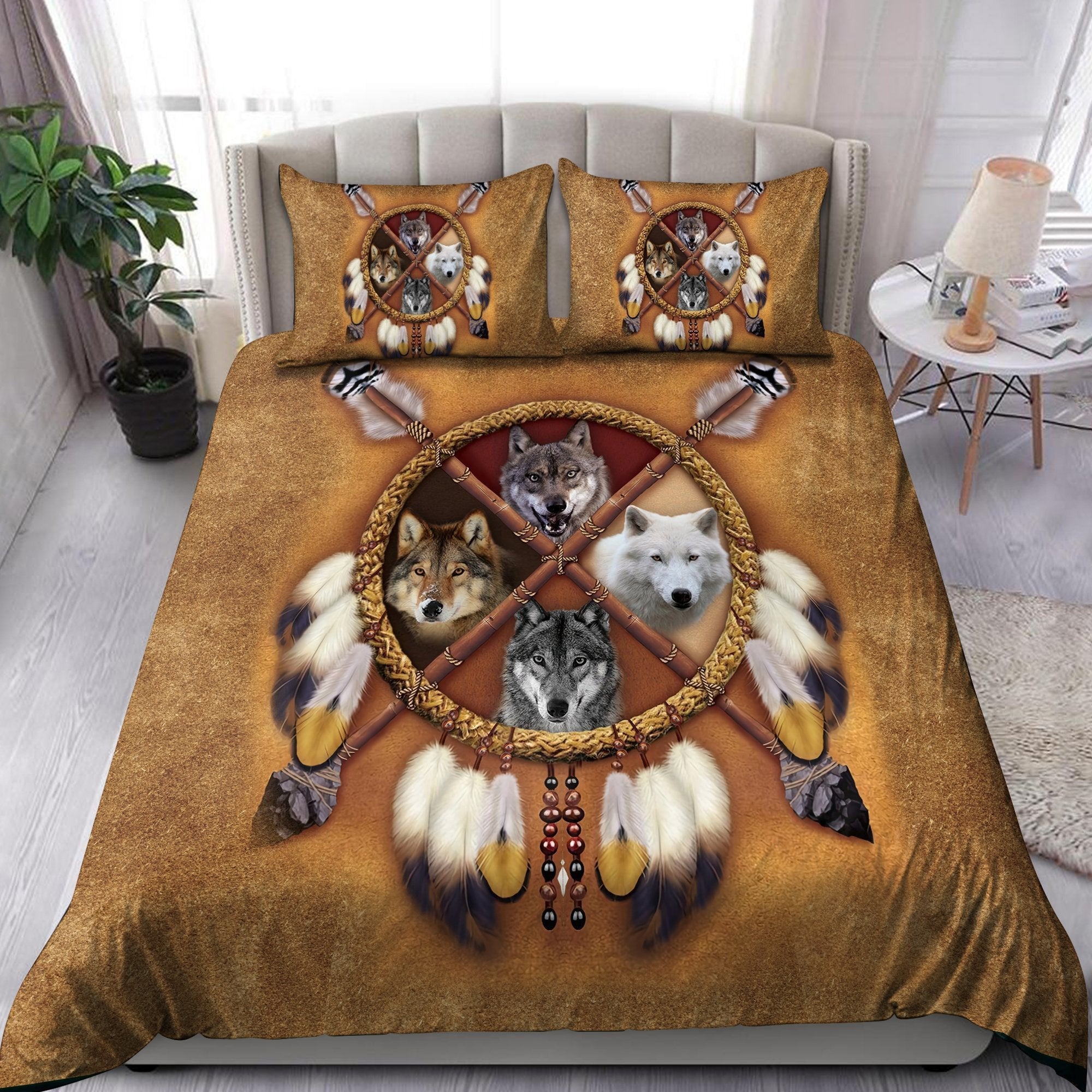 Native american wolf bedding set