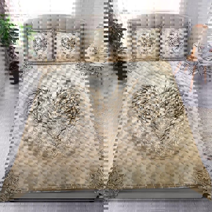 Dragon and wolf couple quilt set