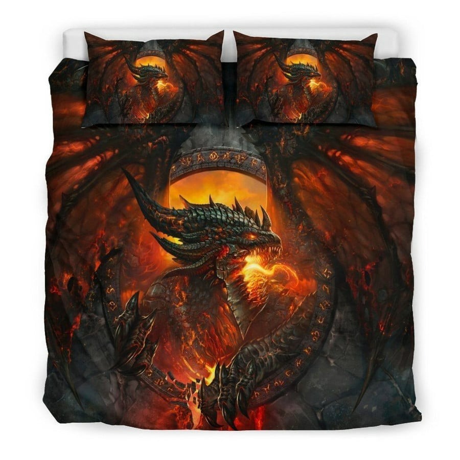 Dragon bedding set dragon in fire